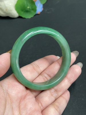 H36313214 非洲翠(独龙玉)正圈手镯 圈口56.4  货品总重约43.5g