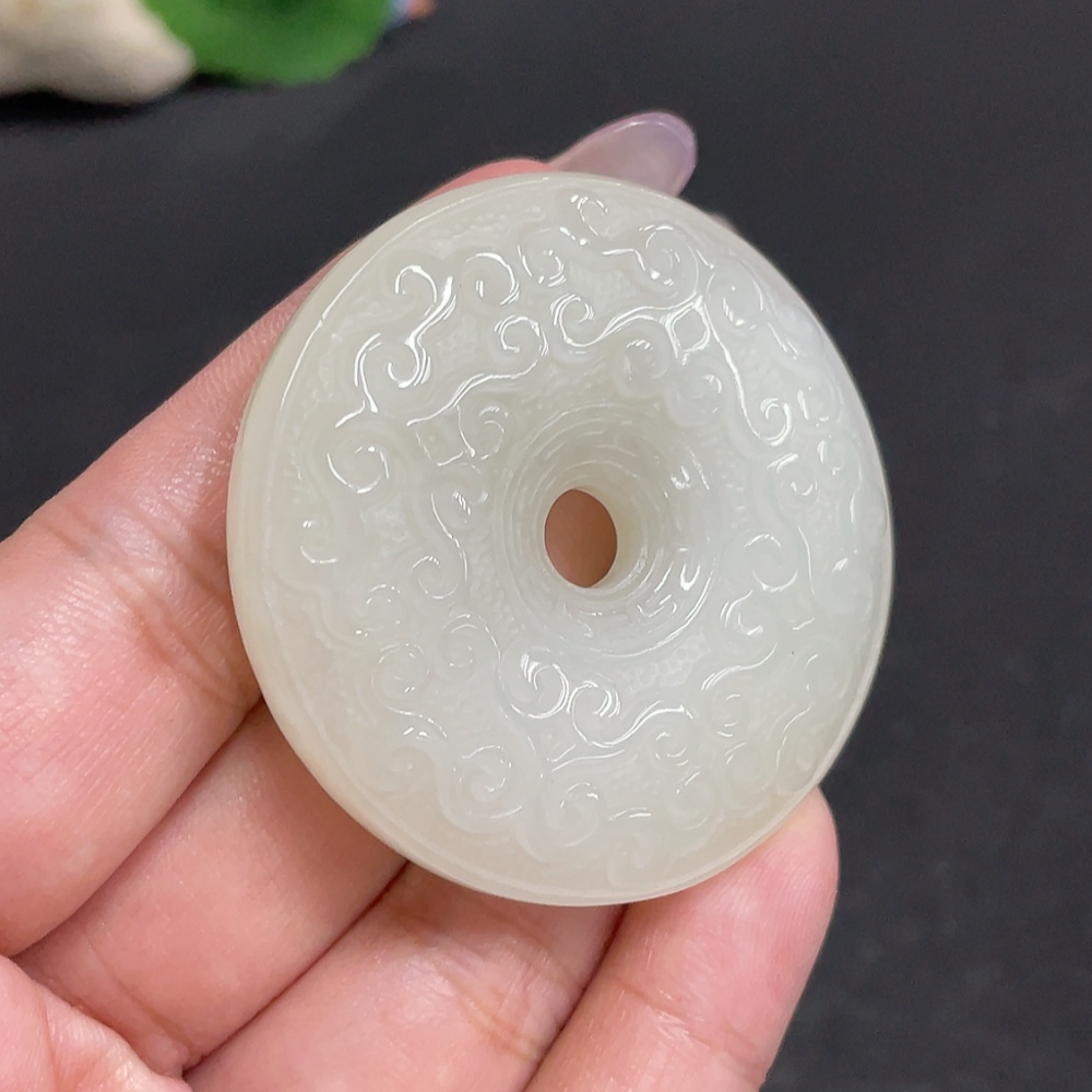 H34957171 Hetian Jade Pendant Antique Button Total Weight Approx. 44.3g