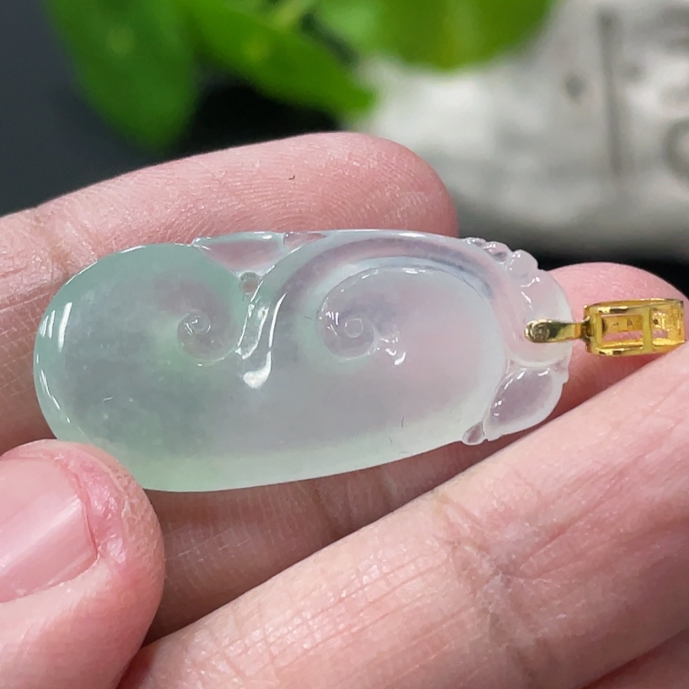 F34060995 Jadeite Pendant Ruyi 18K Non-Diamond Total Weight Approx. 3.66g (Excluding Rope)
