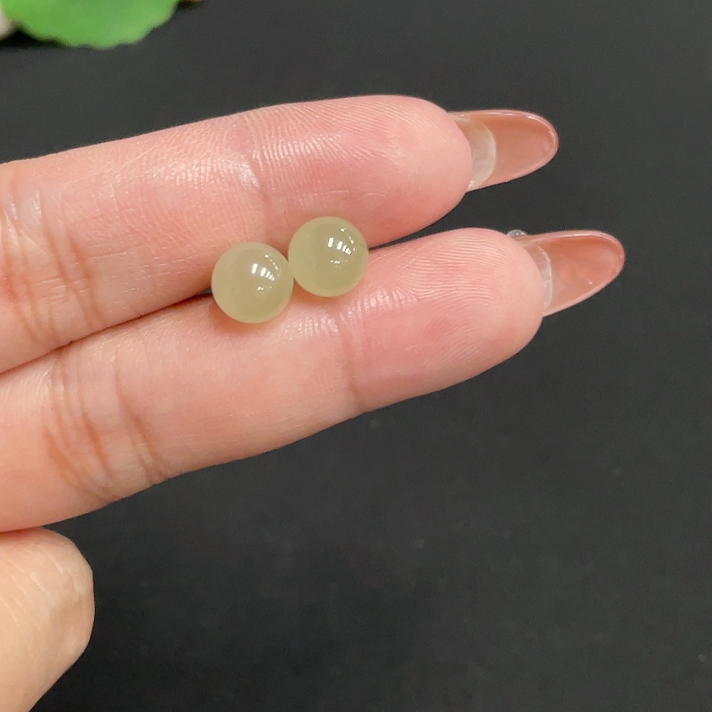 H35100179 Hetian Jade Inlaid Earrings