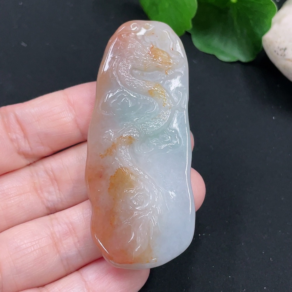 F30527701 Jadeite Dragon Pendant Total Weight Approx. 34g (Color origin undetermined)