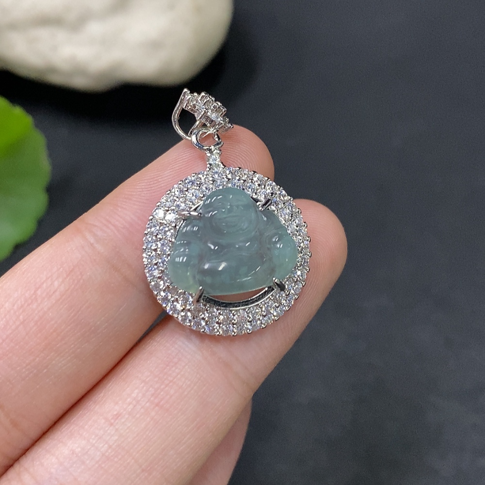 F28292550 Jadeite Buddha inlaid piece non-gold total weight approx. 3.82g