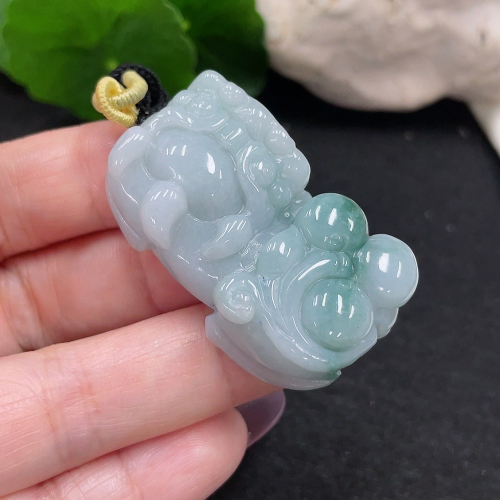 F34966161 Jadeite Pixiu Pendant Total Weight Approx. 31.2g (Including Rope Weight)