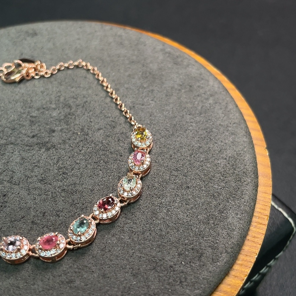 C34007095 Tourmaline Bracelet Non-Gold Total Weight Approx.4.5g Size 3*2.2mm