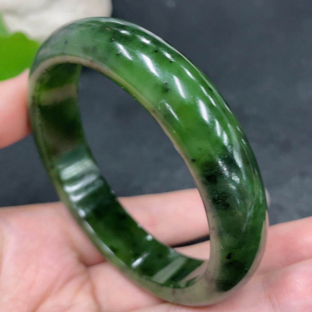 H31582303 Hetian Jade Round Bracelet, Size 57.7, Total Weight Approx. 54.2g