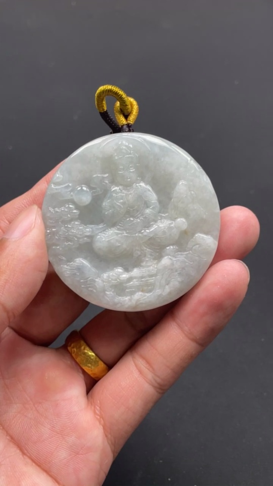 F17842834 JadeiteLandscape Guanyin Pendant Total Weight 74.636g