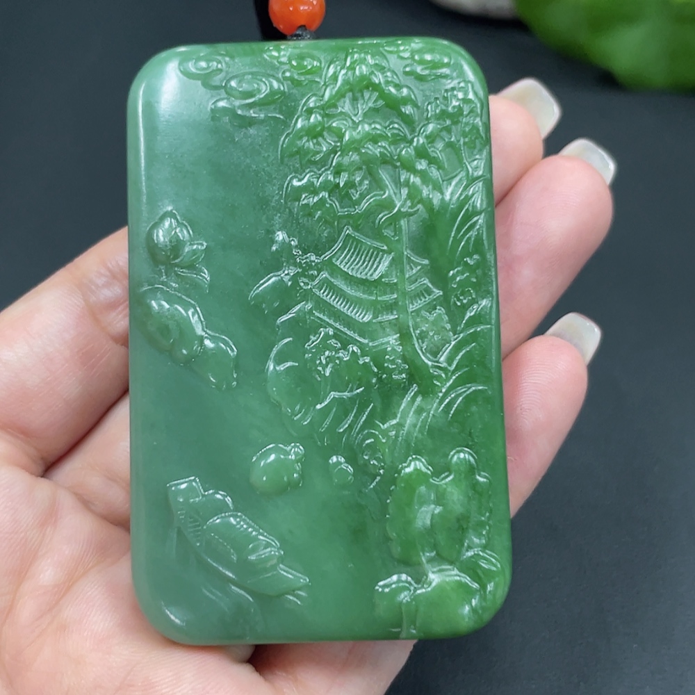 H21417795 Hetian Jade Pendant - Guan Gong