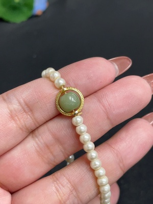 H34011895 Hetian Jade Bracelet, Approx. 7.4mm, Total Weight Approx. 4.8g, Non-Hetian Jade Chain, Non-Gold