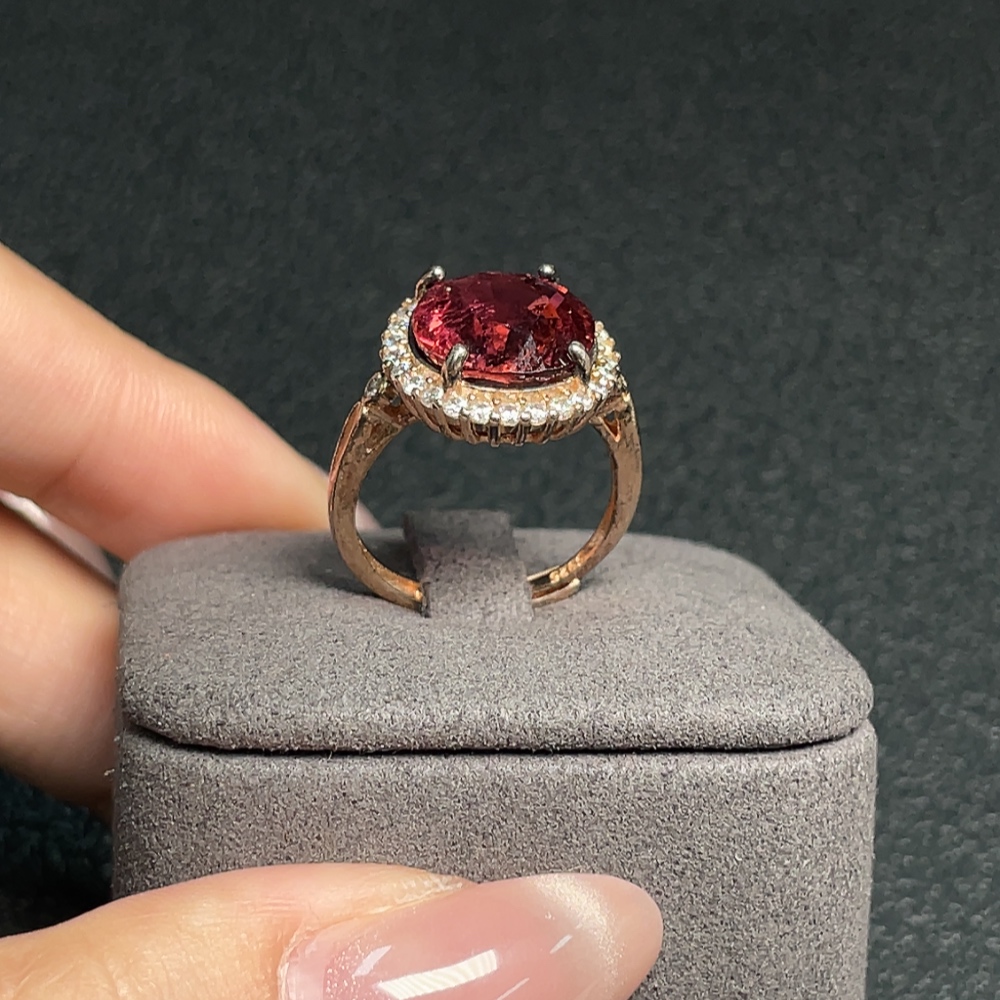 C34995167 Tourmaline Ring, Adjustable Non-Gold, Total Weight Approx. 3.92g, Size 11.3*11mm