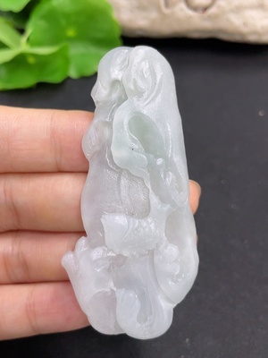 F46563877 翡翠毛货年年有余镶嵌件 货品总重约20克