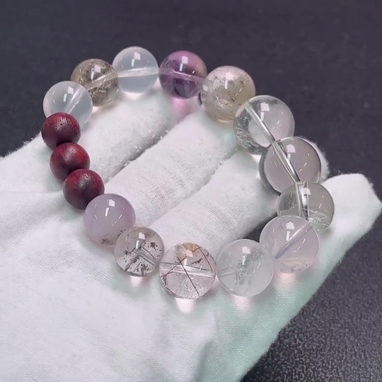 C33892281 Crystal Bracelet, Color Origin Undetermined, Total Weight Approximately 52.59g, Size 12.2-16.5mm (Color)