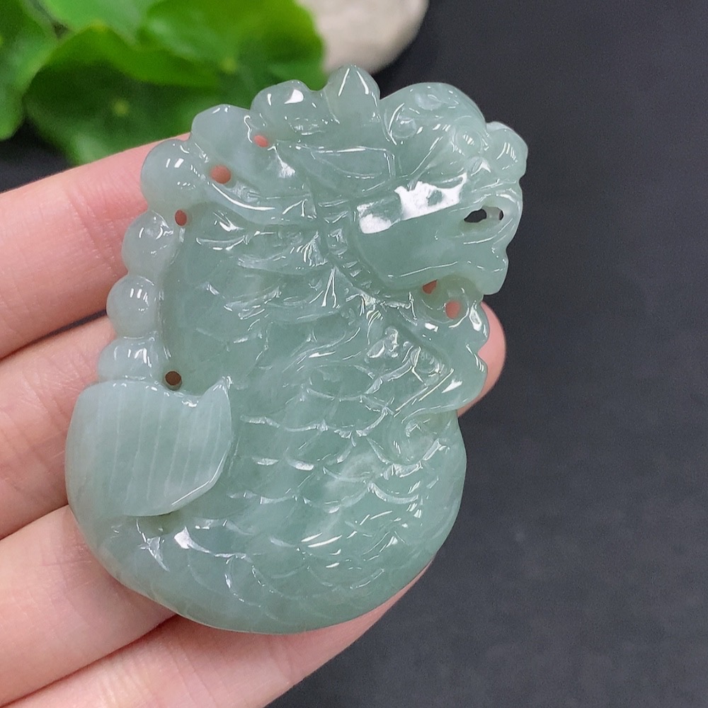 F35078624 Jadeite Arowana Pendant Total Weight Approximately 54.6g