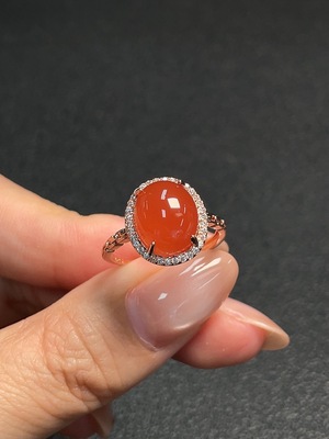 C32814865 South Red Agate Ring Non-Gold Adjustable Total Weight Approx.3.09g