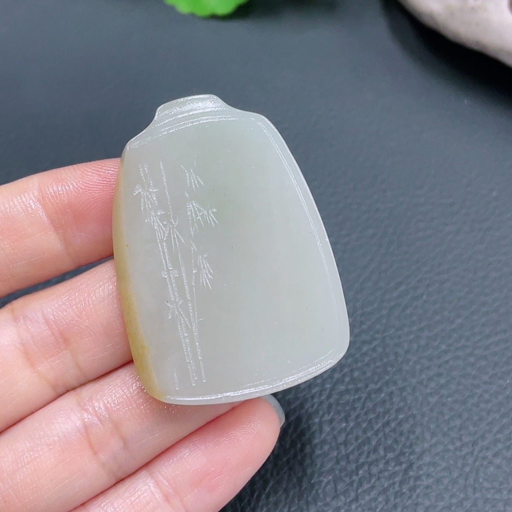 H23580306 Hetian Jade Pendant Bamboo Total Weight About 21.4g