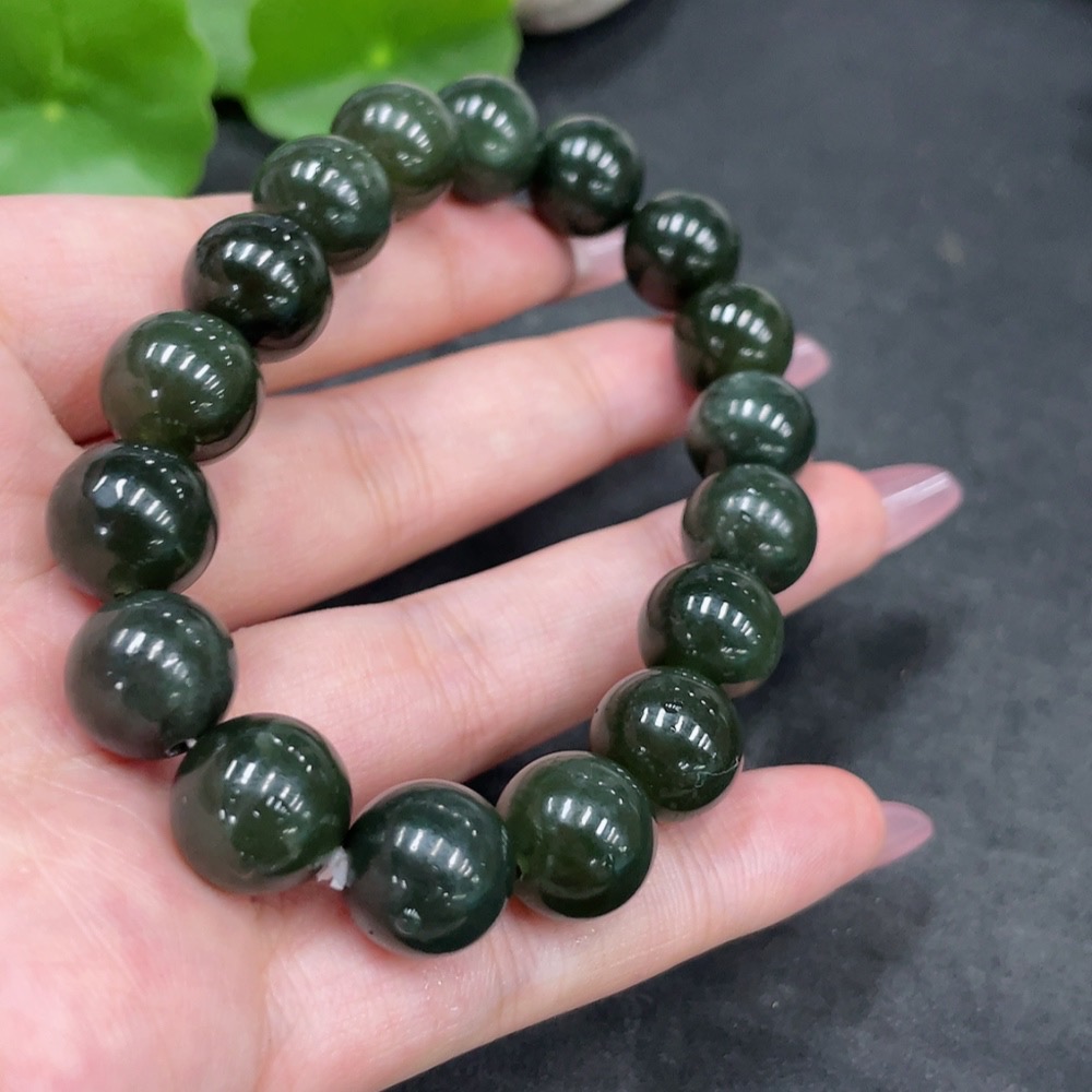 H33897525 Hetian Jade Bracelet Approx.11.6mm Total Weight Approx.44.9g