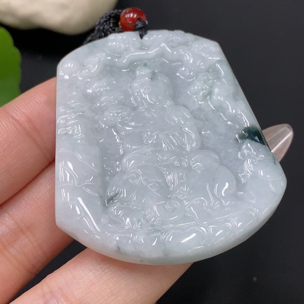 F29436219 Jadeite Pendant Guanyin with Non-A Grade Beads Total Weight Approx. 32.5g