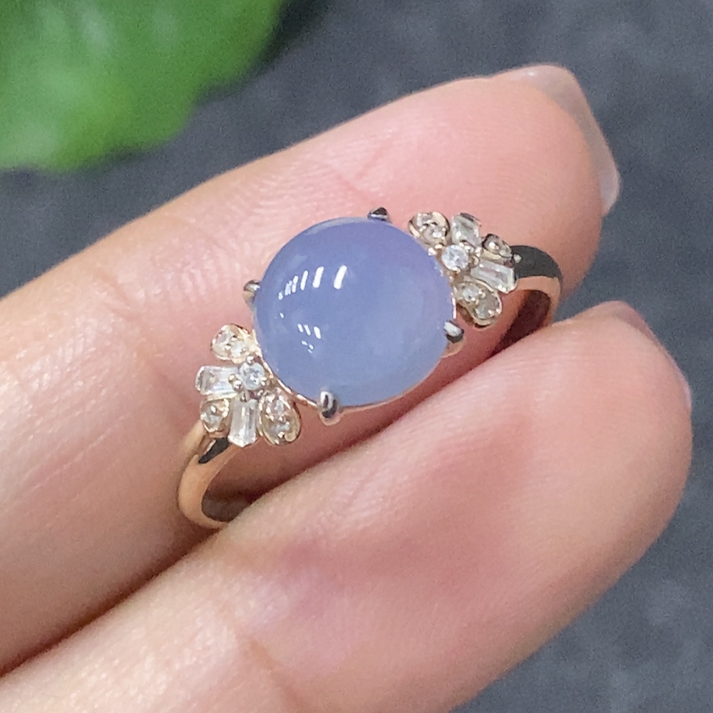 F34998234 Jadeite and Diamond Ring in 18k Gold, Size 15, Approx. Total Weight 1.55g