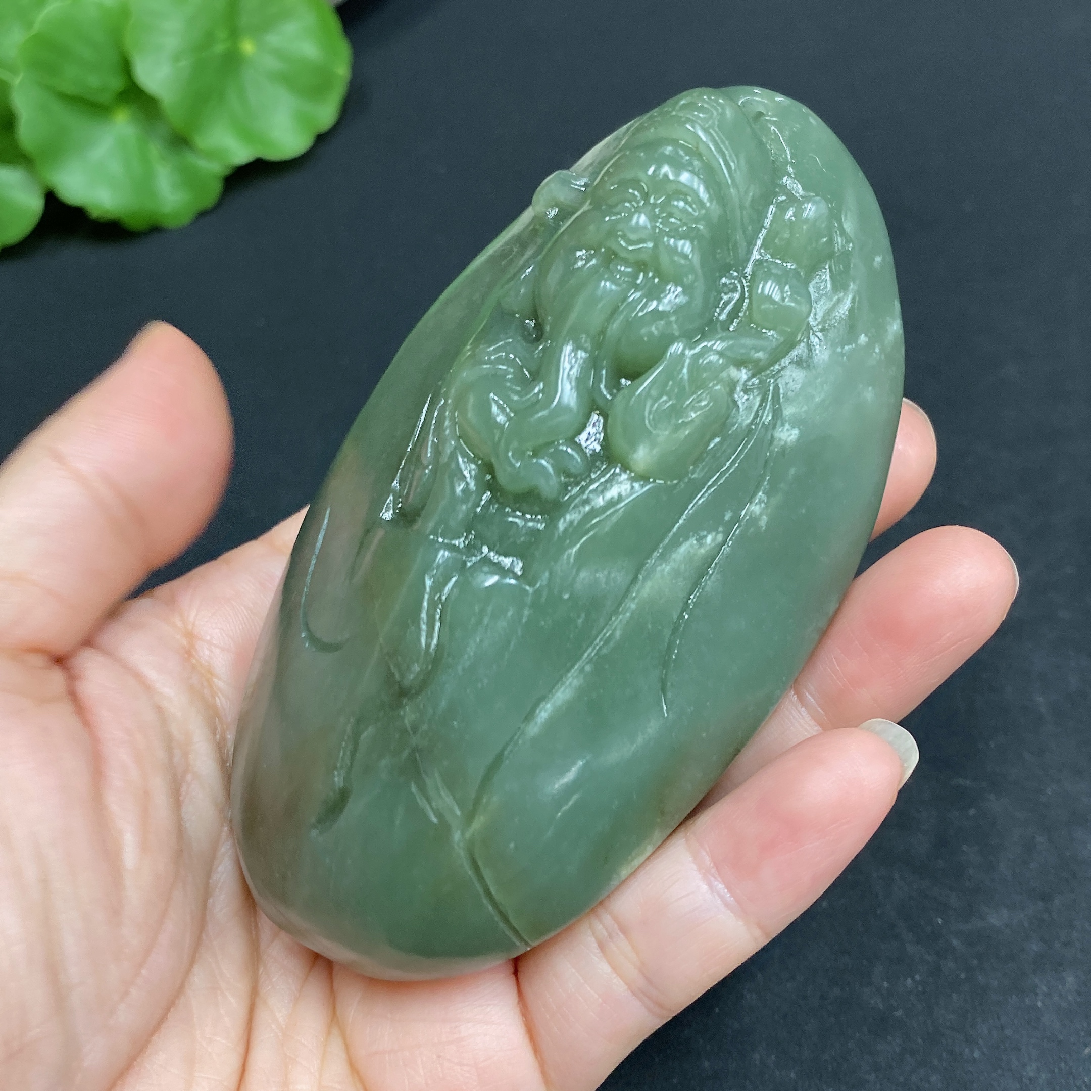 H33878753 Hetian Jade Handheld Carving - God of Wealth, Total Weight Approx. 203.6g