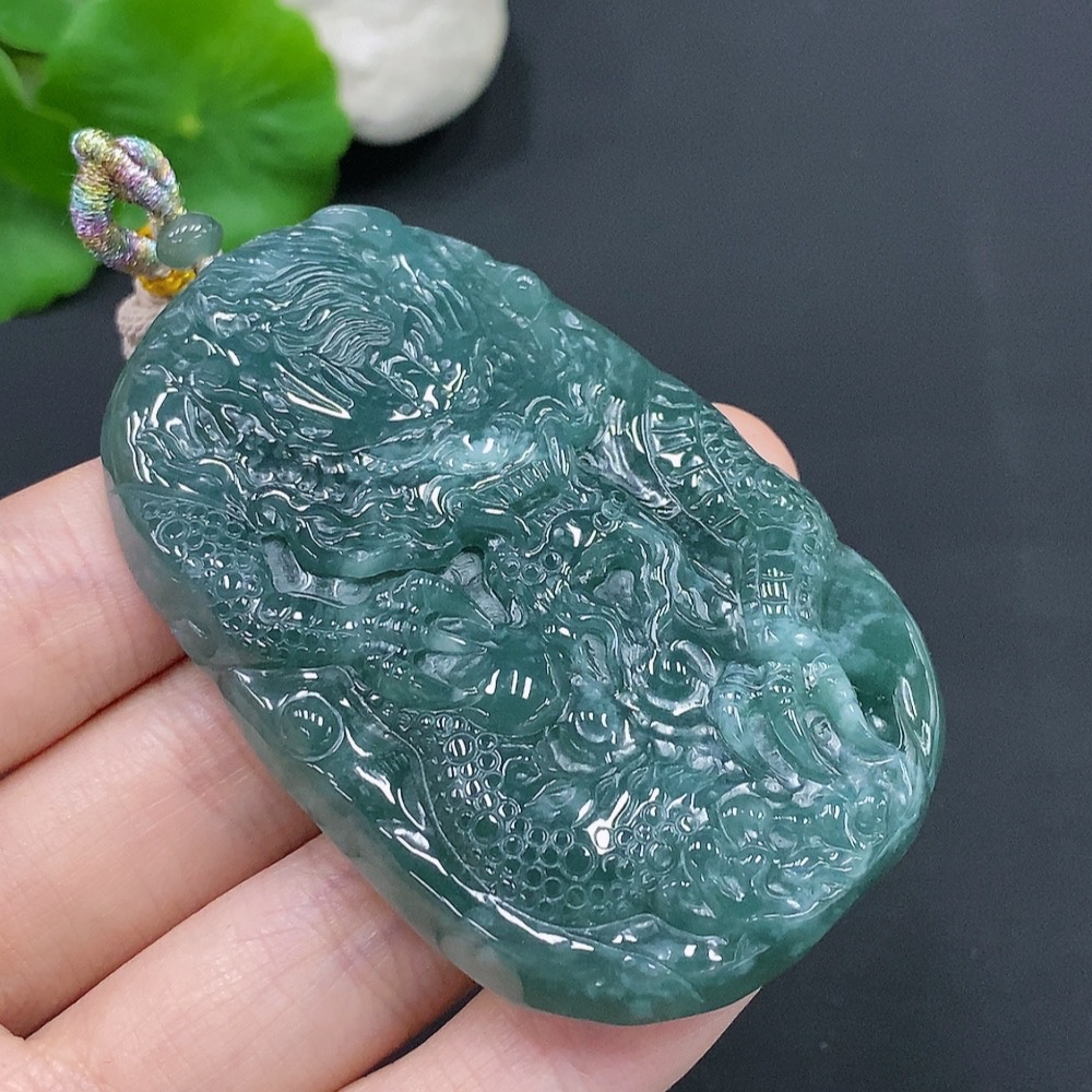 F28296027 JadeiteDragon Soaring Across the Seas Pendant