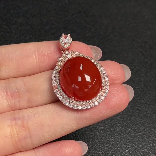 C29403168 South Red Agate Inlaid Pendant Non-Gold Inlaid Total Weight Approx. 9.07g
