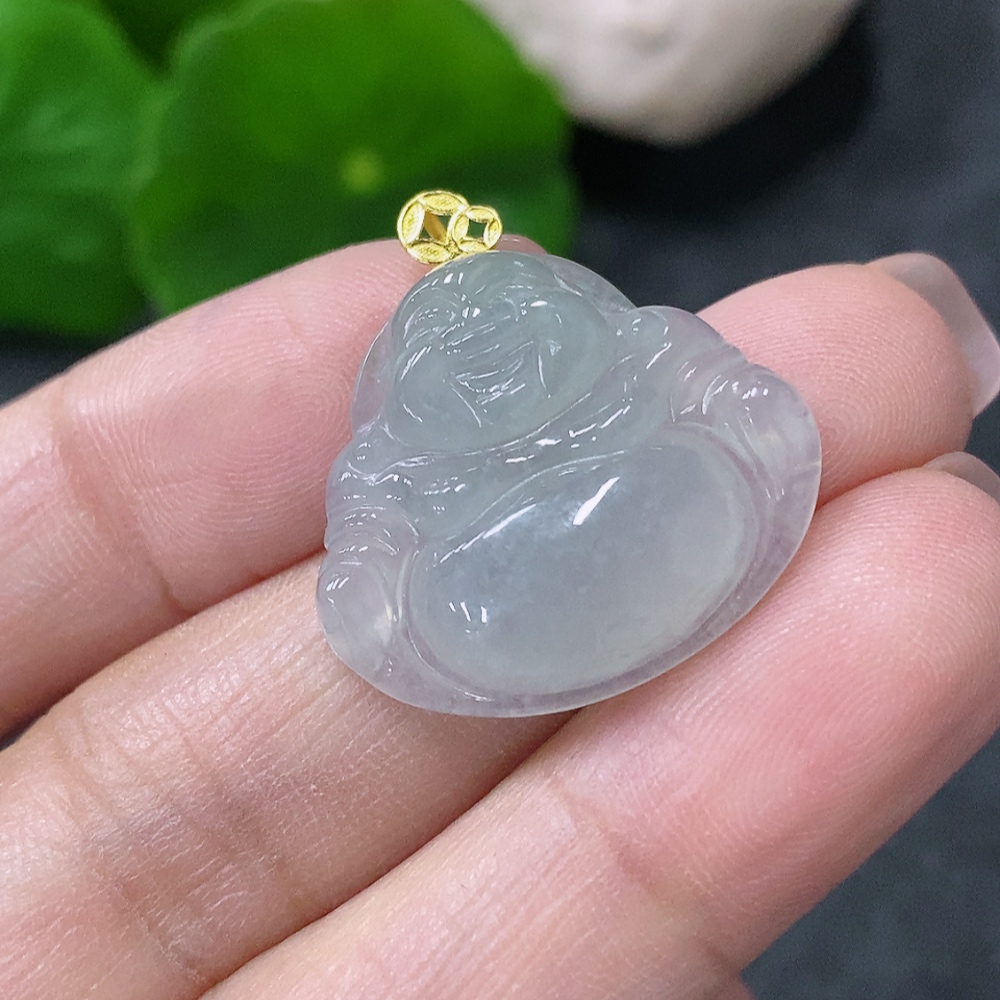 F34043619 Jadeite Pendant Buddha 18k Total Weight Approx. 3.48g