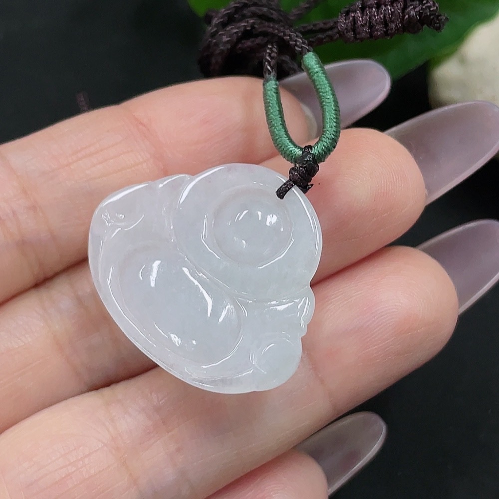 F35142650 Jadeite Buddha Pendant Total Weight Approx. 6.6g (including rope weight)