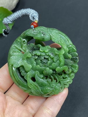 H22439304 Hetian Jade Pendant - Flourishing Prosperity - Total Weight Approx. (including rope) 61.6g
