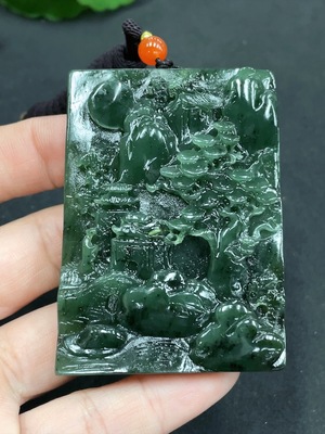H15591867 Hetian Jade Pendant - Landscape Plaque