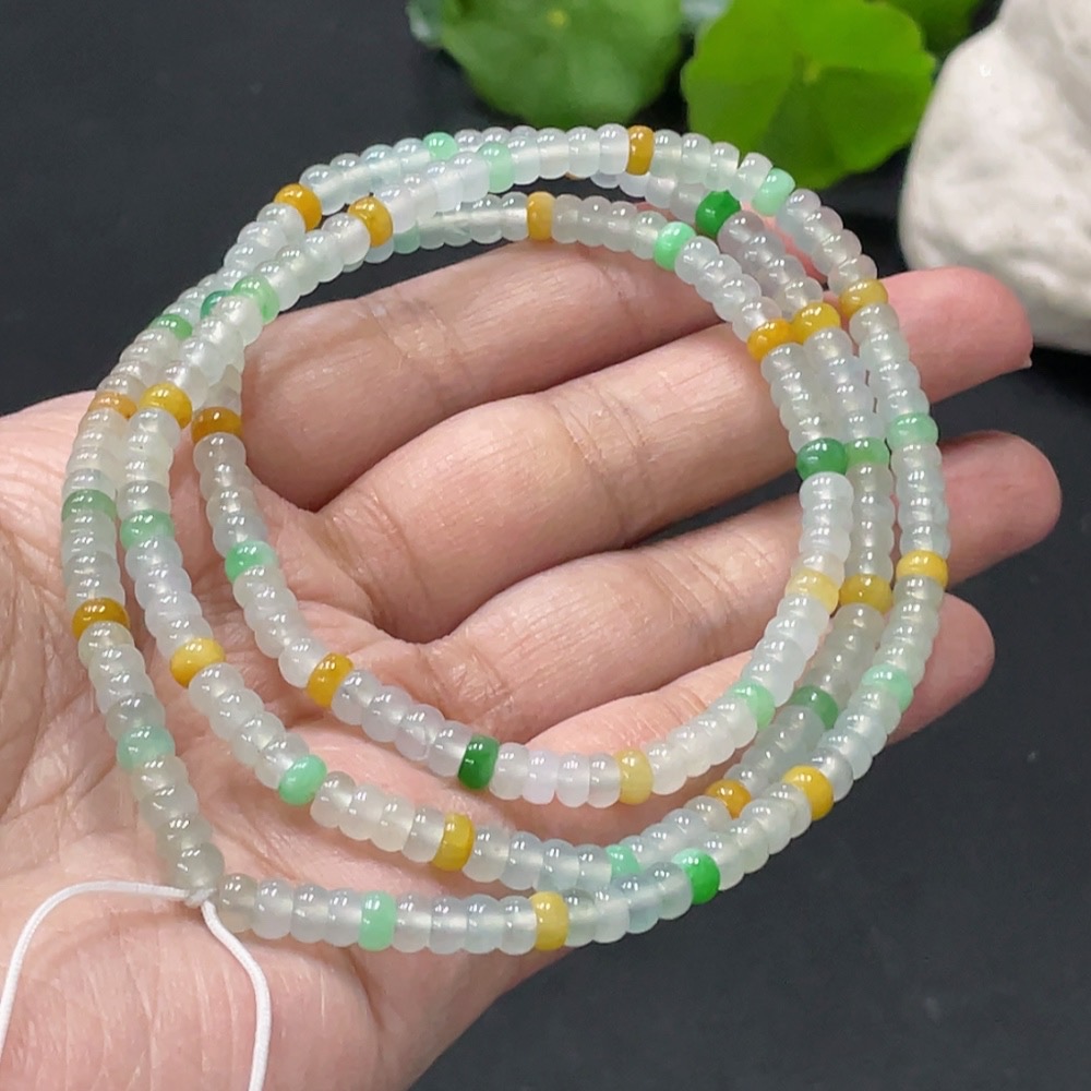 F32720737 Jadeite Bead Necklace Total Weight Approximately 28.1g Bead Size 4.4mm Color Origin Undetermined