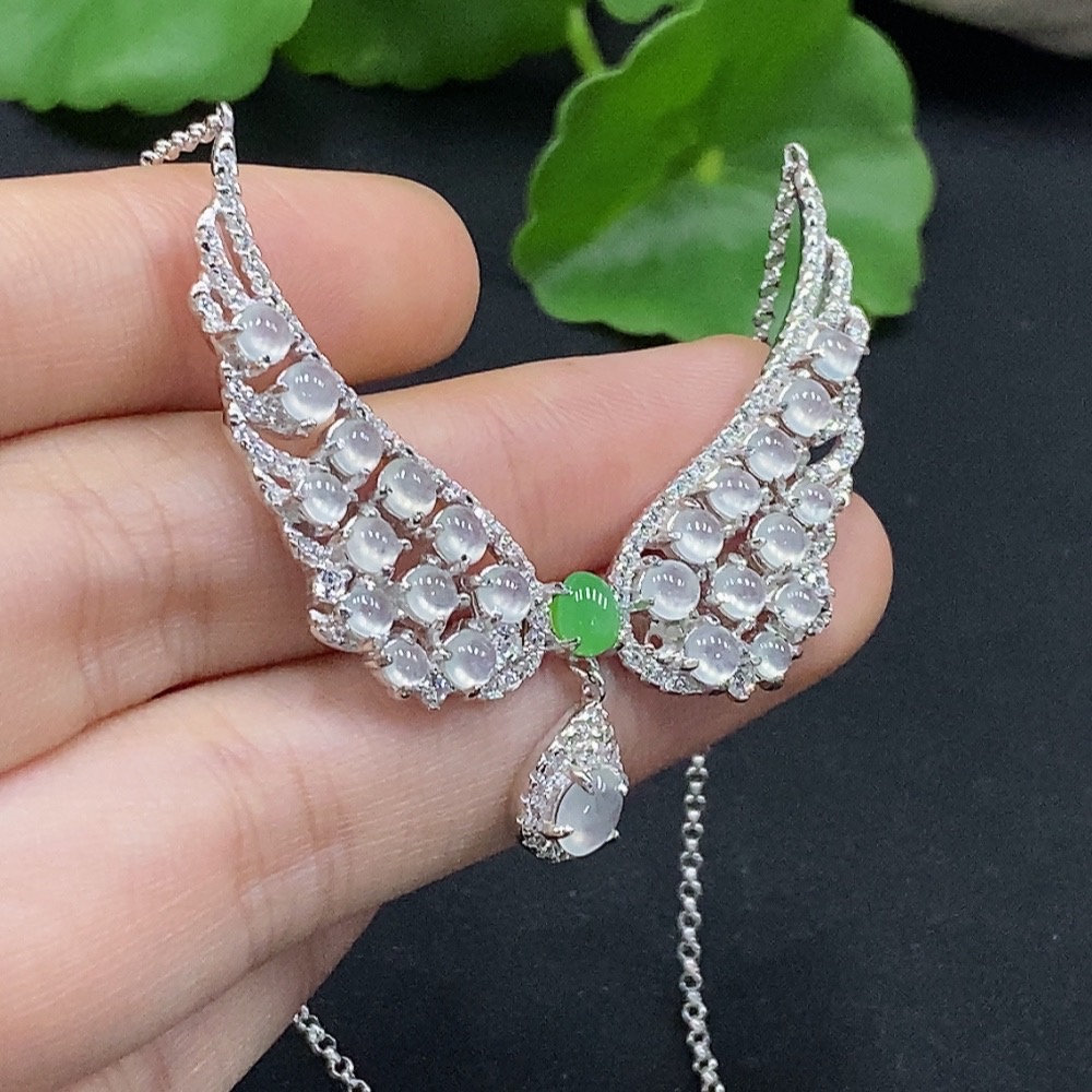 F33866528 Jadeite cabochon inlaid pendant non-gold inlaid total product weight approximately 8.65g