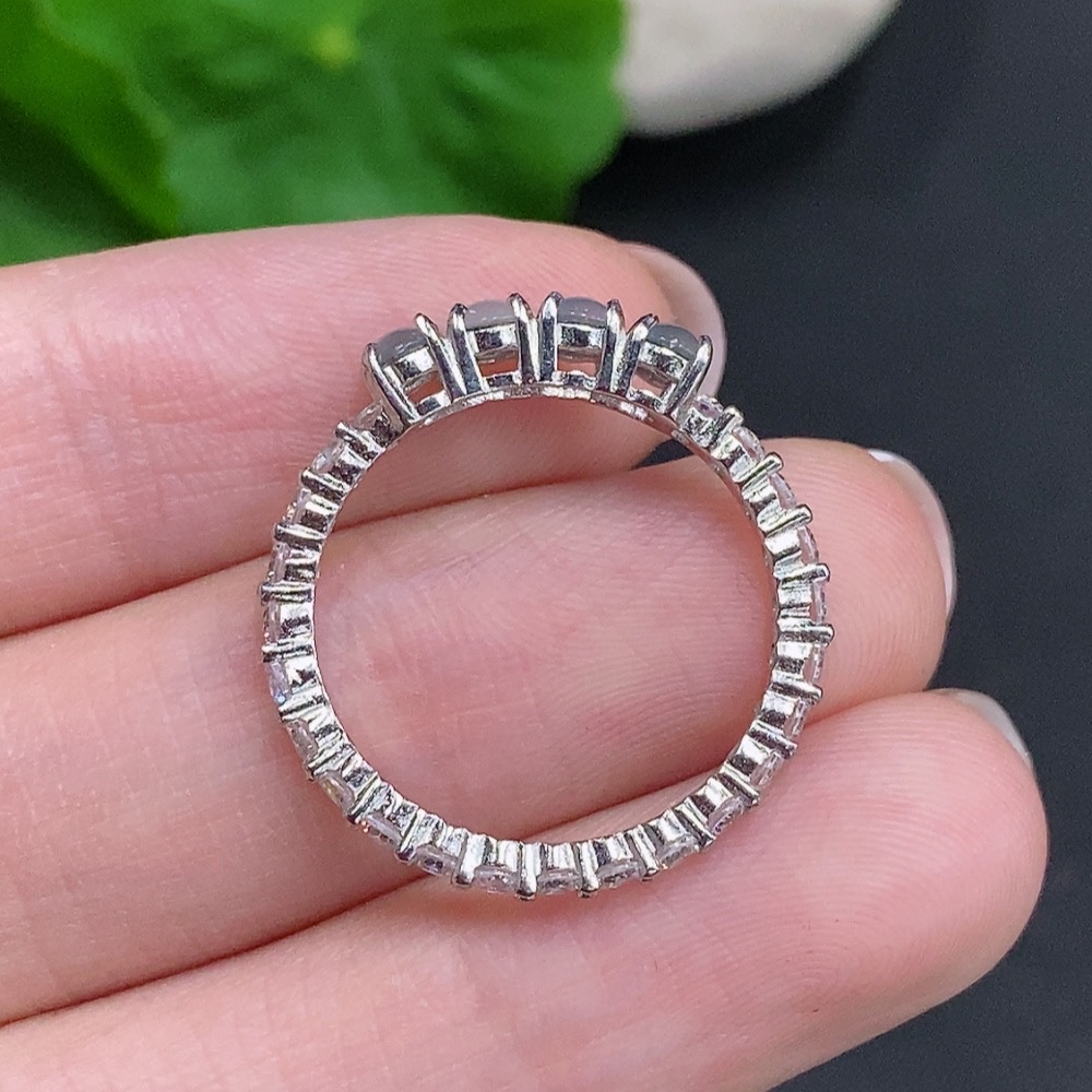 F34962965 Jadeite Inlaid Ring Non-Gold Size 17 Total Weight Approx. 1.8g