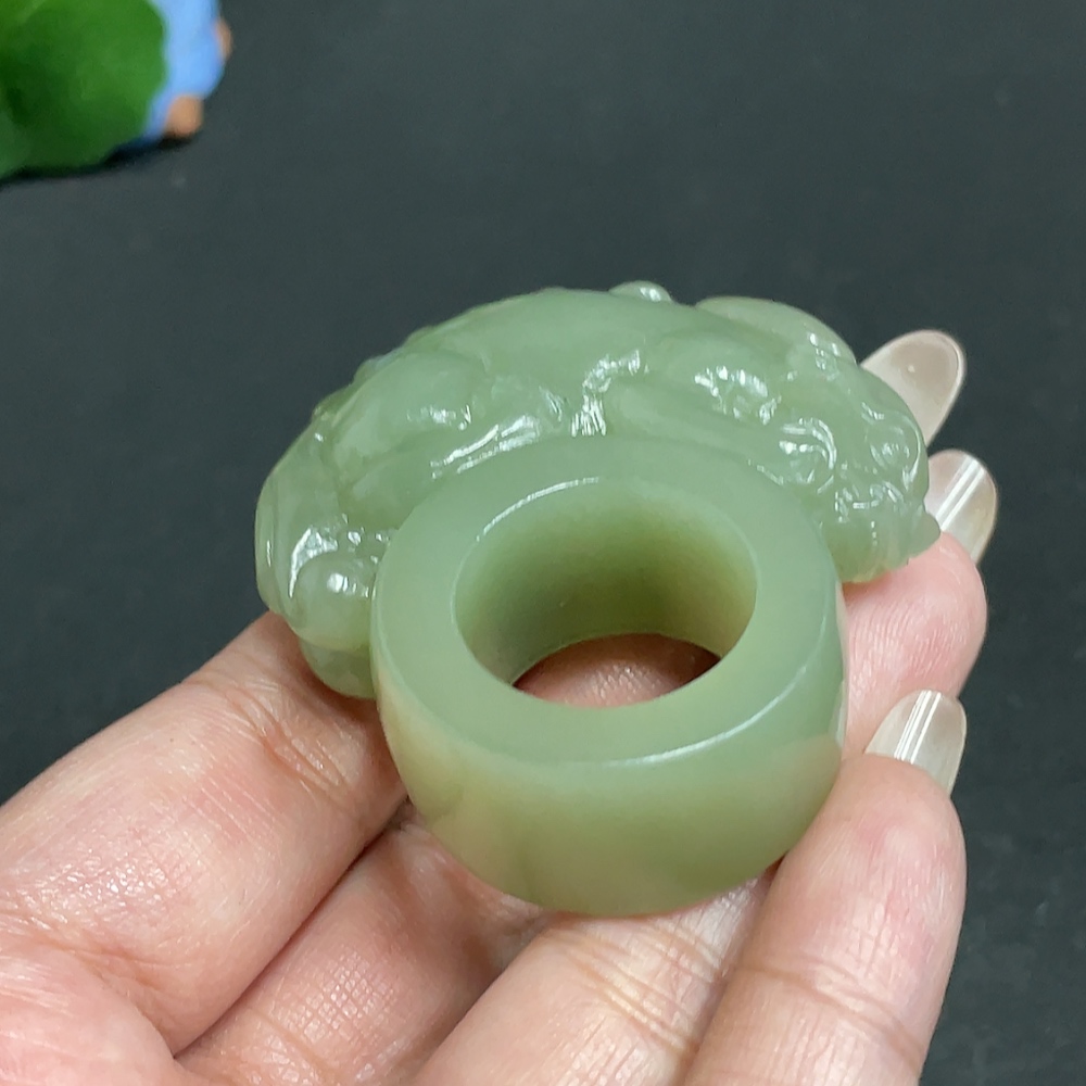 H29378696 Hetian Jade Auspicious Beast Ring (Size 23, Total Weight Approx. 58.2g)