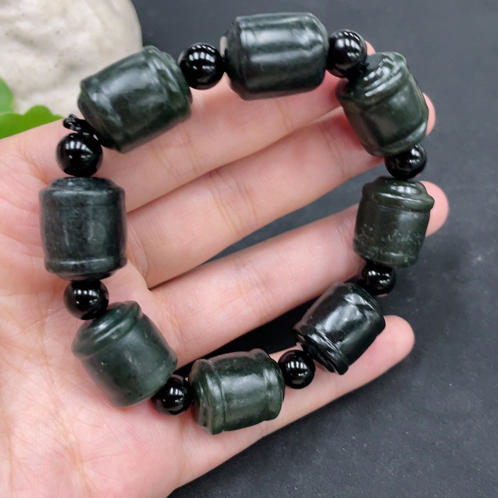 H30538467 Hetian Jade Bracelet (Non-Hetian Jade Beads) Total Weight Approx. 64.7g