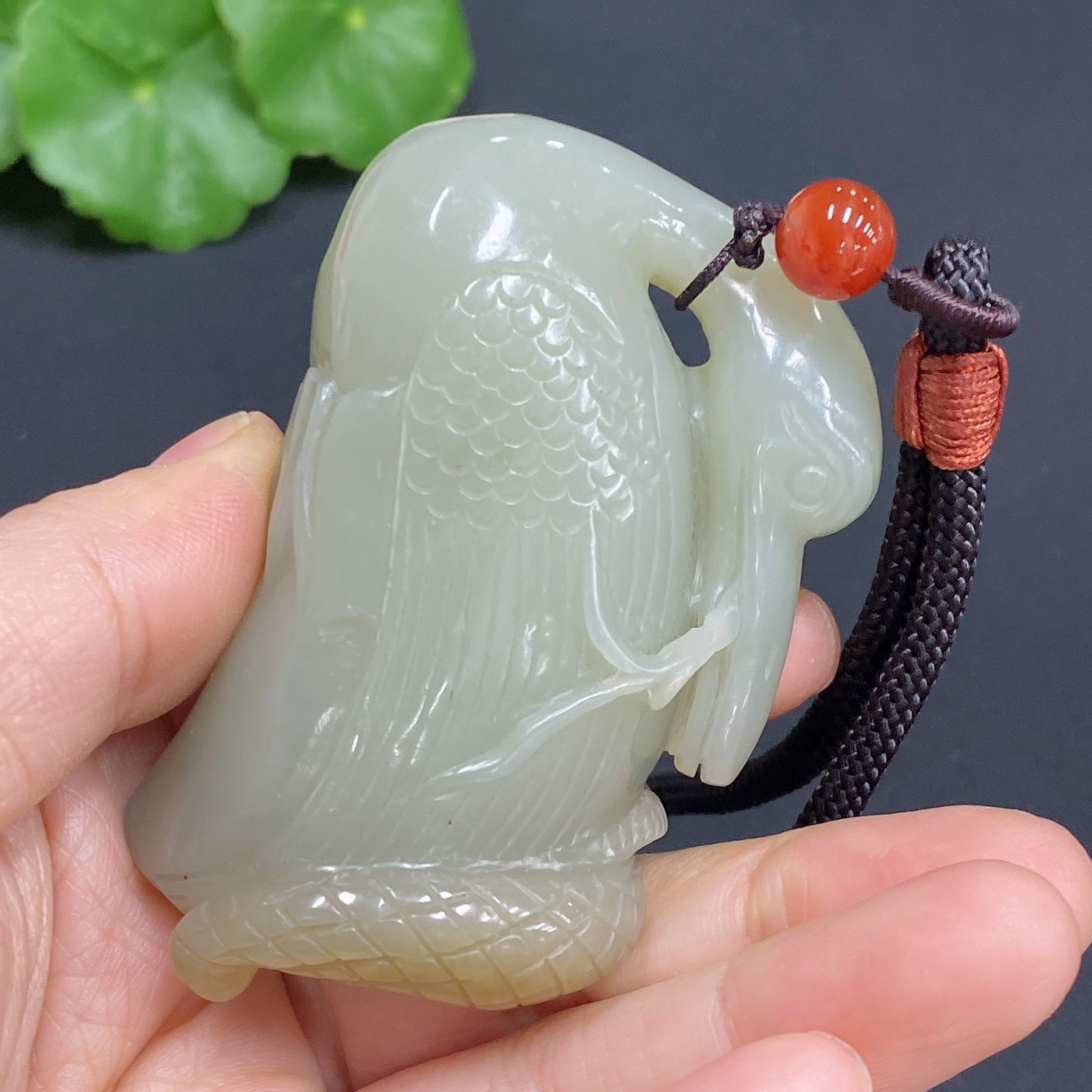 H28213488 Hetian Jade Handheld Piece Swan