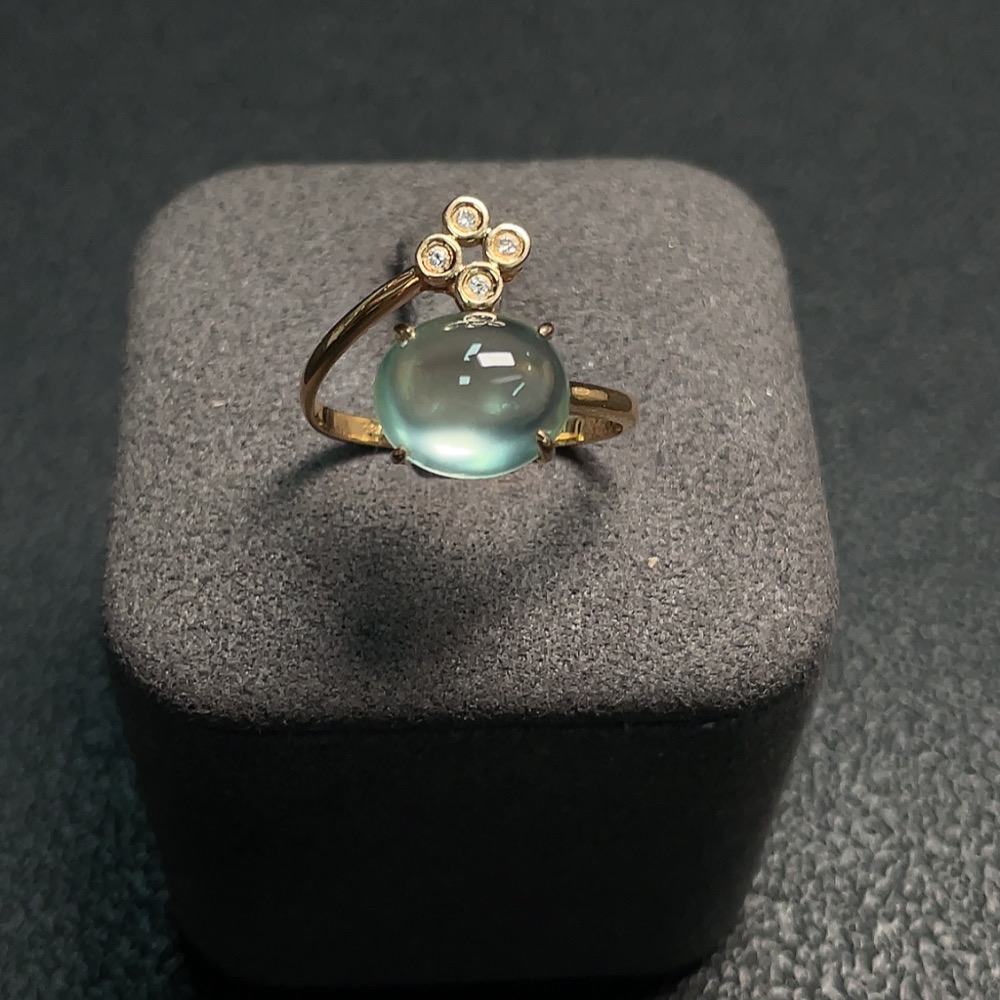 C27133146 Prehnite Inlaid Ring 18K Gold Size 18 Total Weight Approx. 3.13g