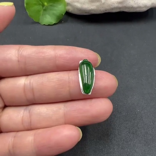 F12289511 Jadeite Auspicious Gourd Inlay Piece