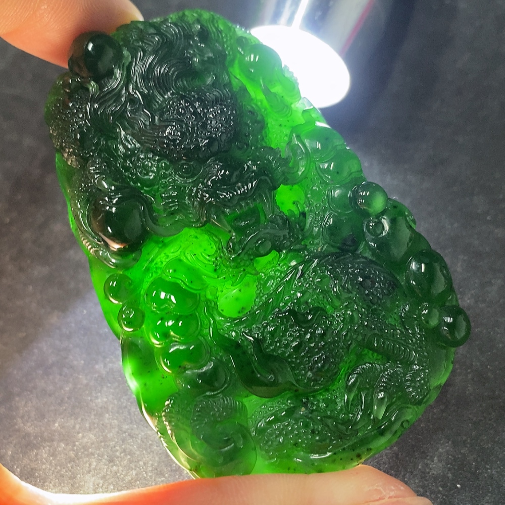 F34030991 Jadeite Pendant Dragon Plaque Total Weight Approx. 56.16g