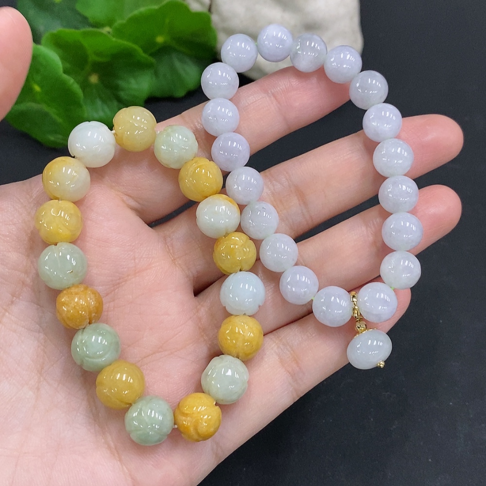 F35107172 Jadeite Beads Sell as a Lot Not Gold Inlaid