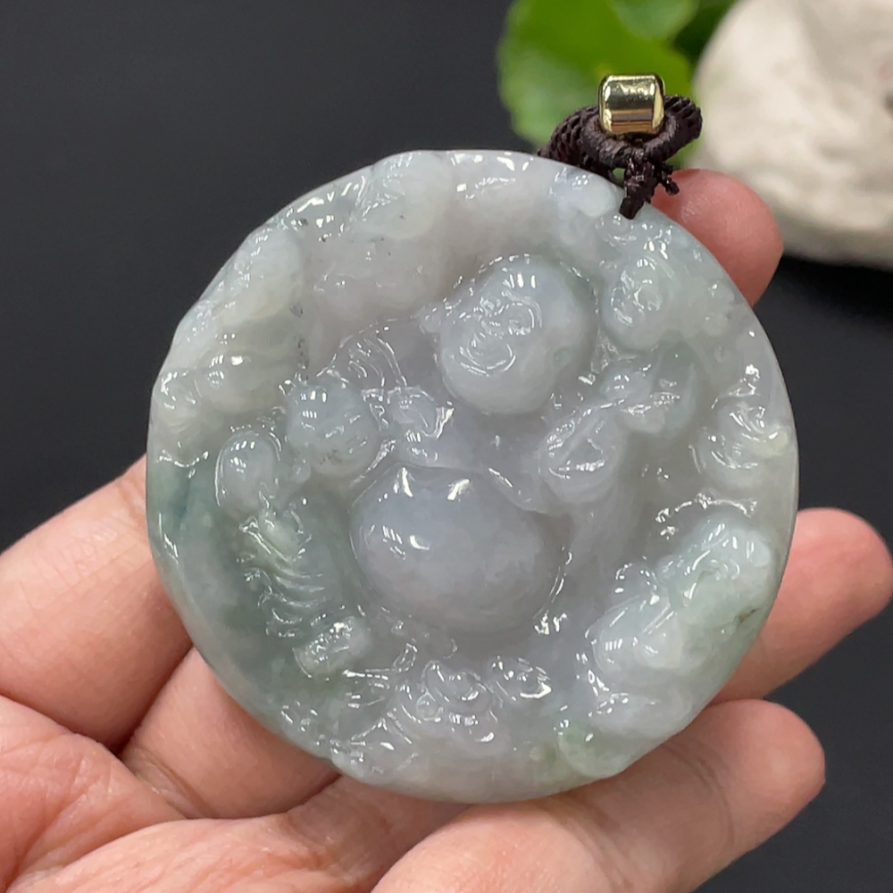 F33836512 Jadeite Buddha Pendant with a total product weight of approximately 48g