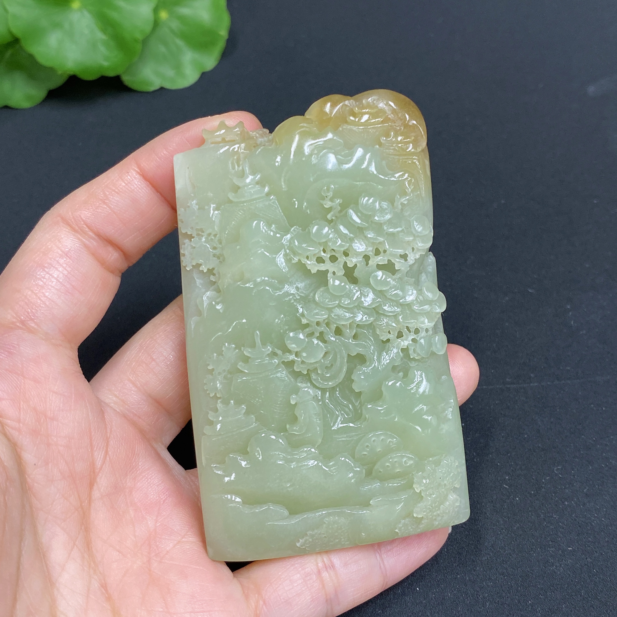 H34985314 Hetian Jade Pendant Landscape Plaque Total Weight Approx. 99.3g