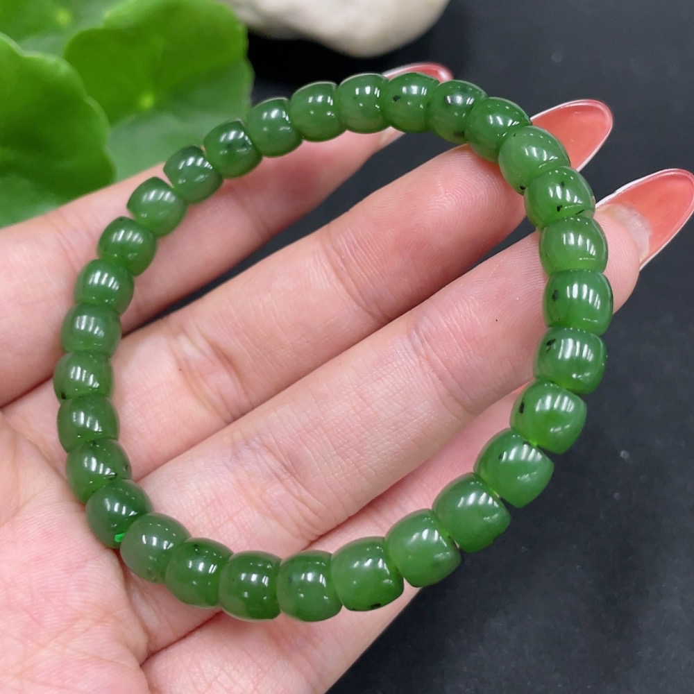 H34027594 Hetian Jade Jasper Bracelet, Approx. 6.5mm, Total Weight About 16.1g