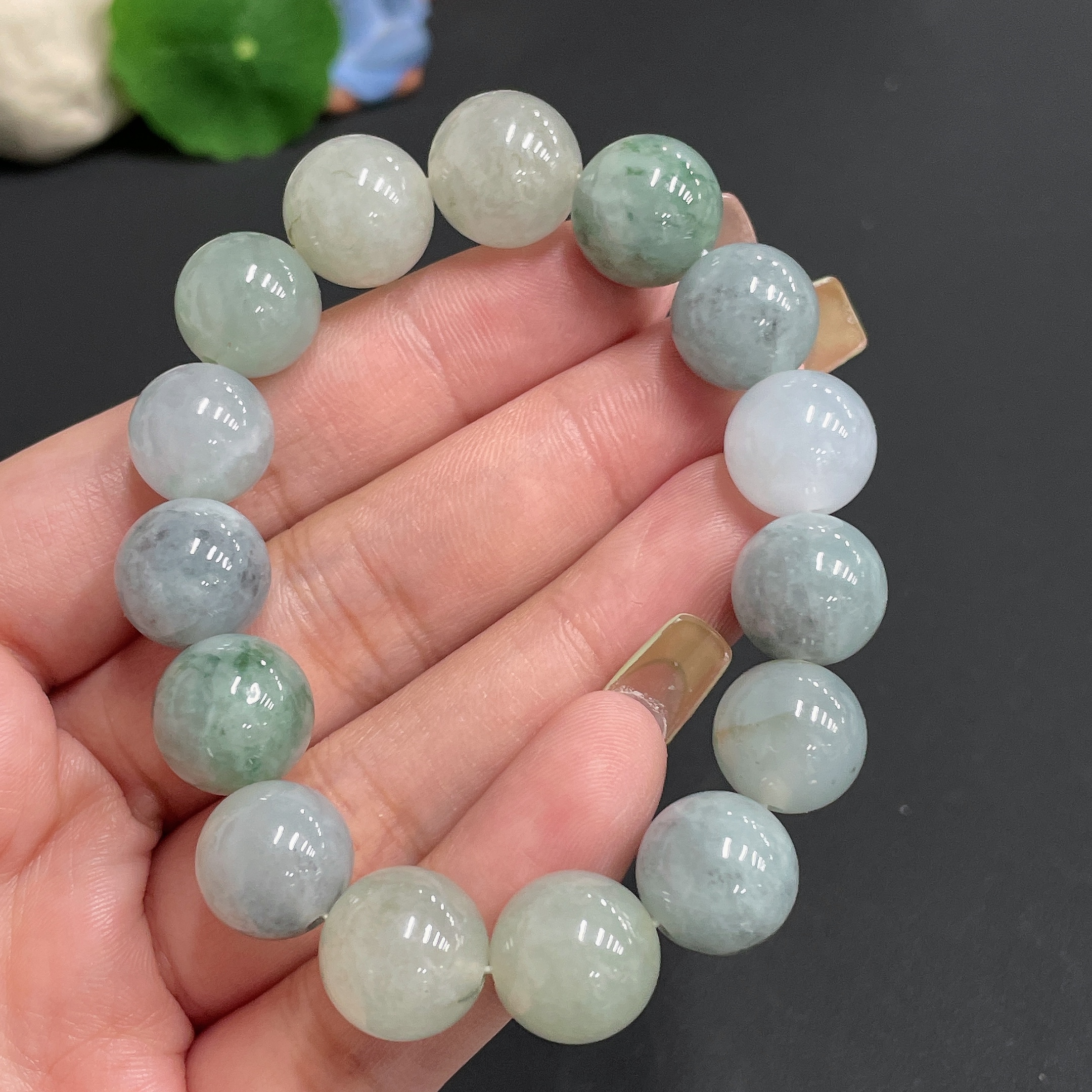 F20247601 Jadeite Bracelet Approx.12mm Total Weight 54.200g