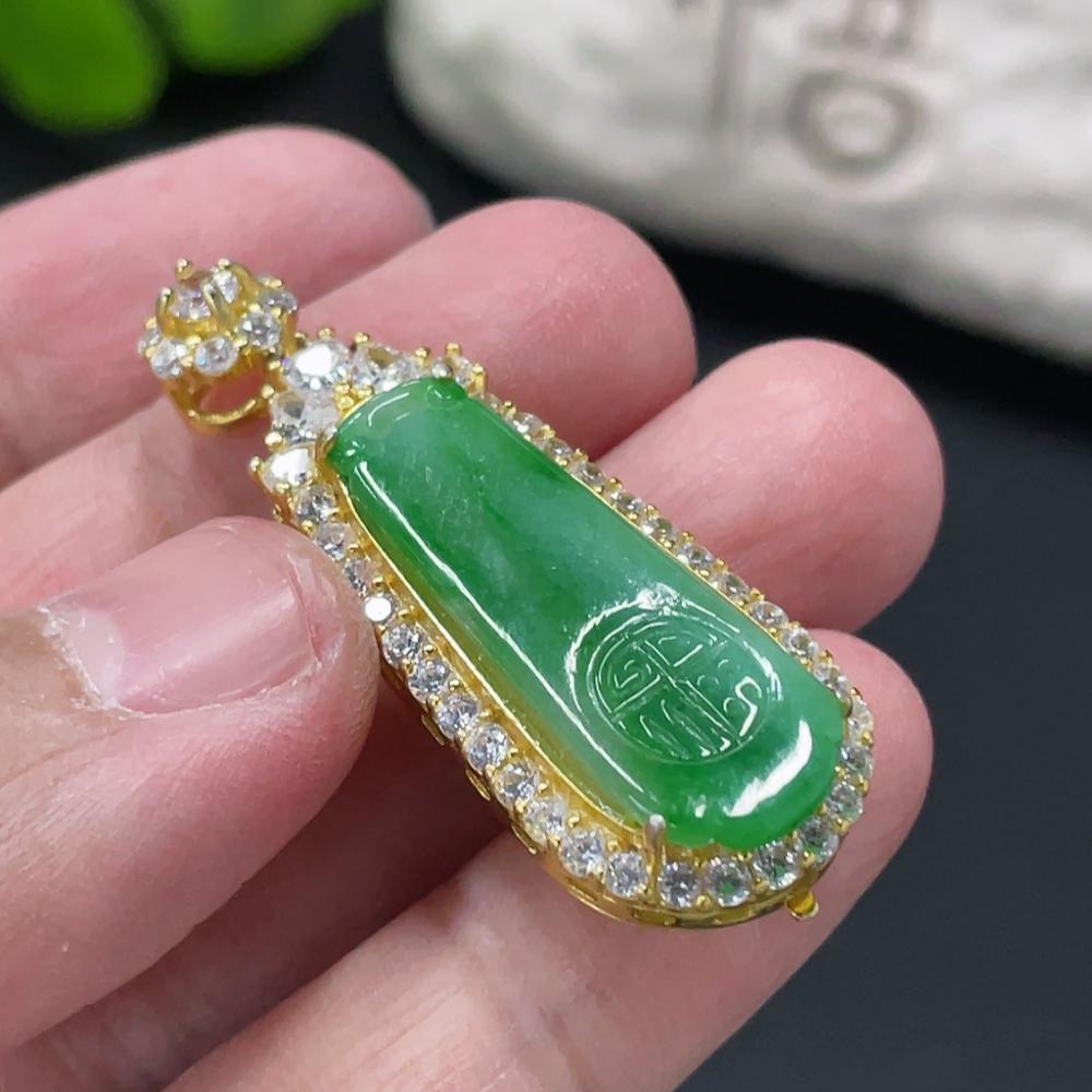 F32754760 Jadeite Inlay Piece Non-Gold Inlay Total Weight Approx. 7.22g