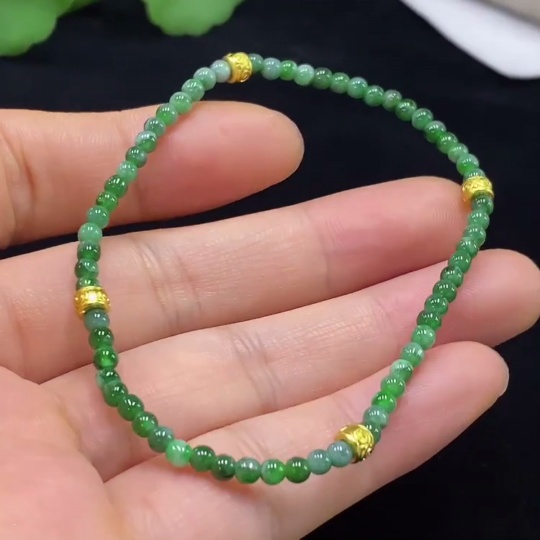 F33911729 Jadeite Beads Bracelet Approx. 2.8mm Total Weight Approx. 3.5g Non-Gold