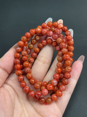 C17912779 South Red Agate Bead Strand Approximately 6.7mm Total Weight About 43.68g