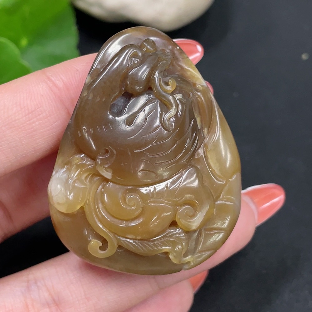 H34026591 Hetian Jade Pendant Swan Total Weight Approx. 37.3g