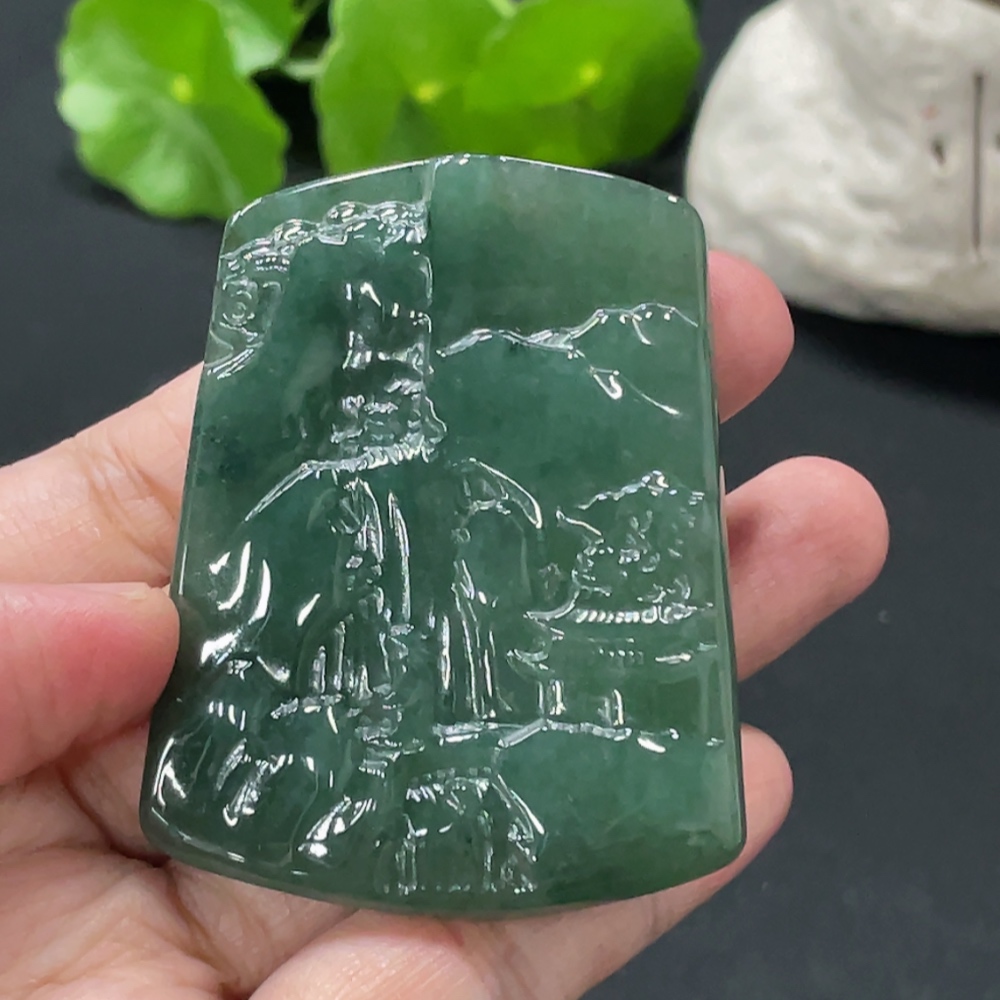 F32739616 Jadeitelandscape pendant, total weight approximately 48.16g