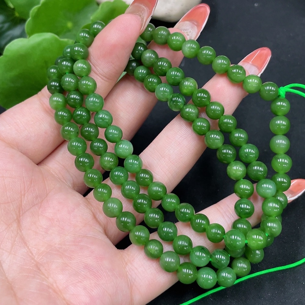 H35112132 Hetian Jade Jasper Bead Necklace, Approx. 5.8mm, Total Weight About 37g