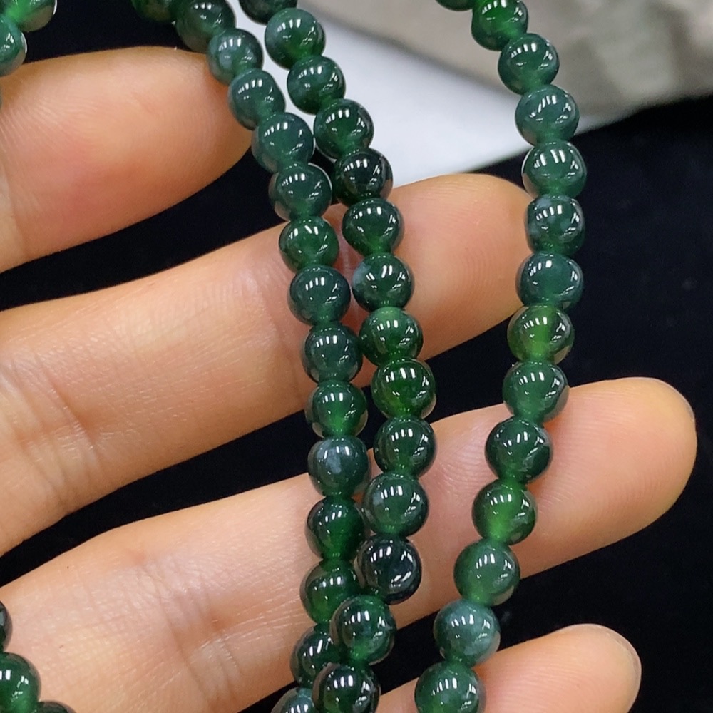 F35094630 Jadeite Bead Necklace approx. 4.8mm Non-Gold Total Weight approx. 27.79g