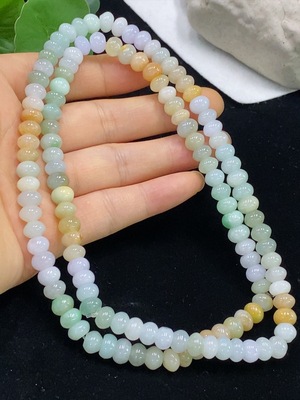 F36283963 翡翠珠链 黄珠非A 货品总重约67.62g  卡7.8mm左右